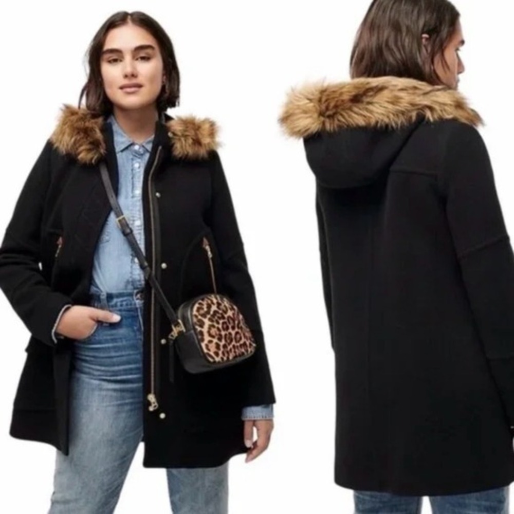 J. Crew Womens Chateau Parka Italian Wool Black